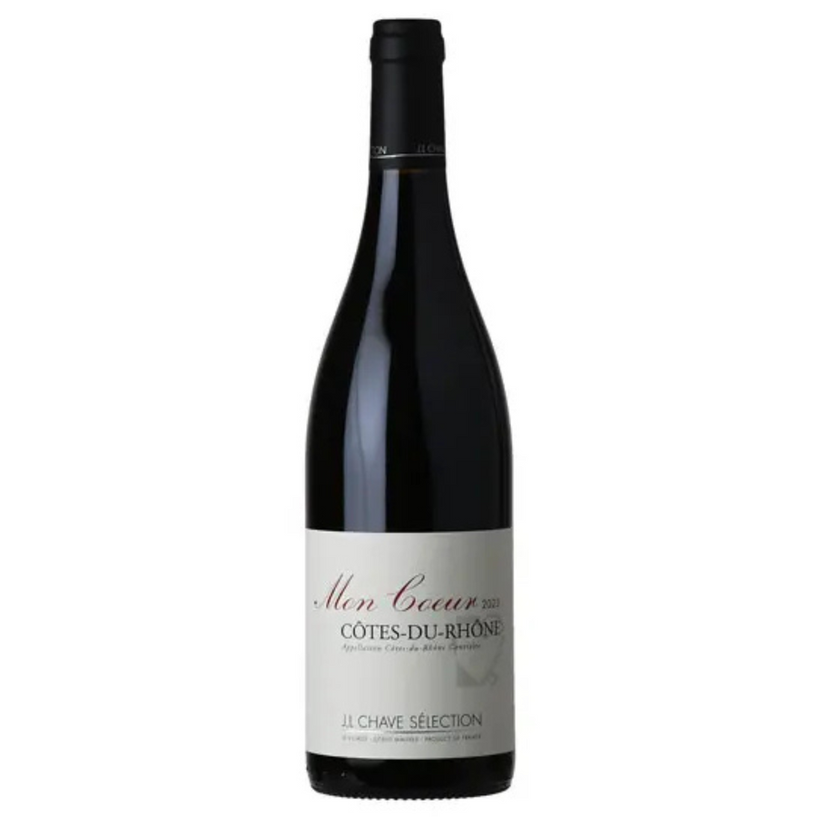 2023 Jean-Louis Chave Cotes du Rhone Mon Coeur HALF CASE bottle showing label and design.