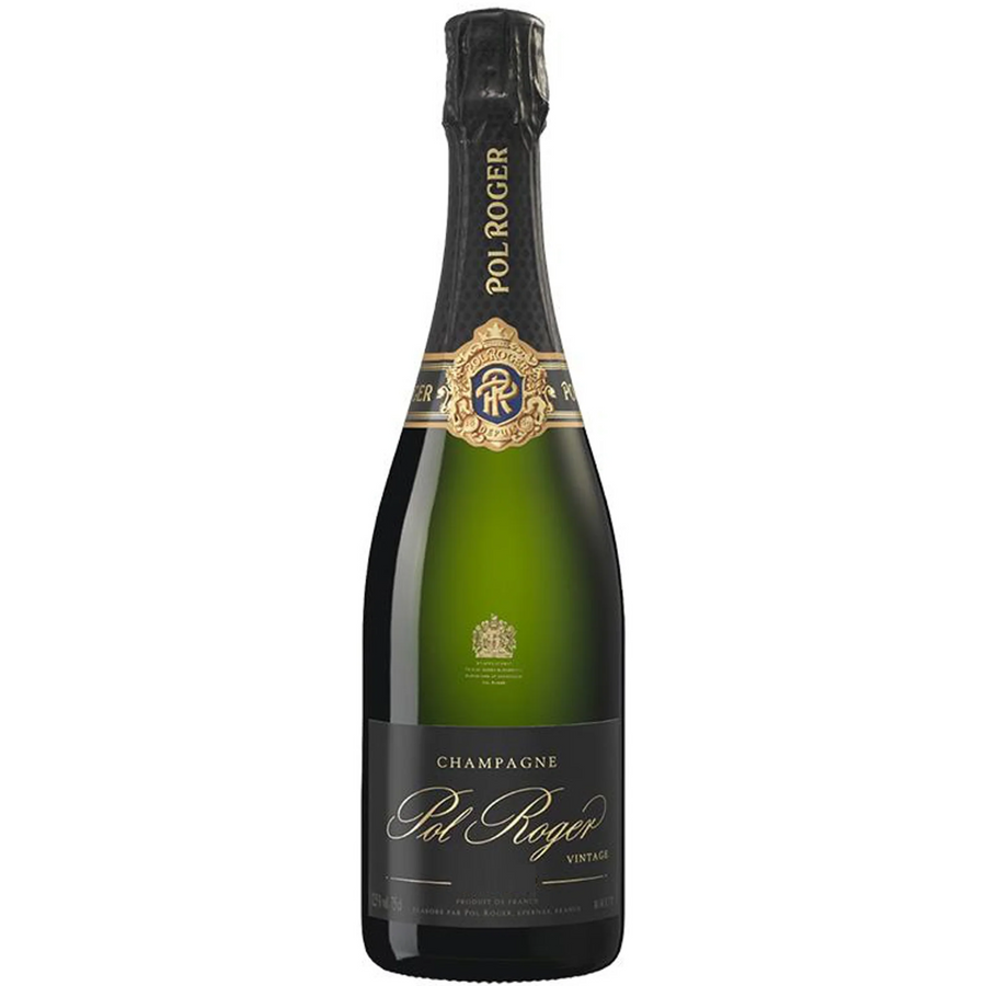 Bottle of Pol Roger Brut Vintage, Champagne, France.
