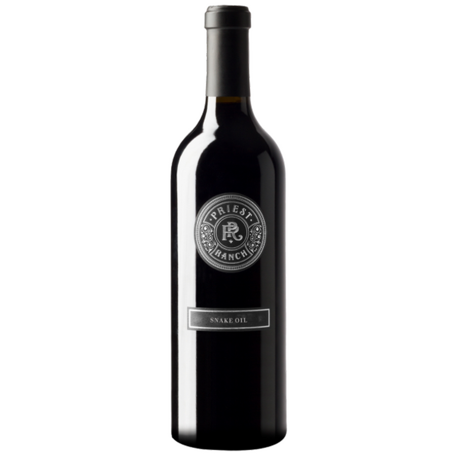 Bottle of Priest Ranch Snake Oil Cabernet Sauvignon 2019, a Cabernet Sauvignon red wine from Napa Valley, United States.