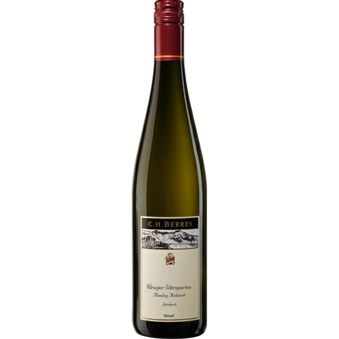 Bottle of C.H. Berres Urziger Wurzgarten Riesling Trocken 2020, a Riesling white wine from Mosel, Germany.