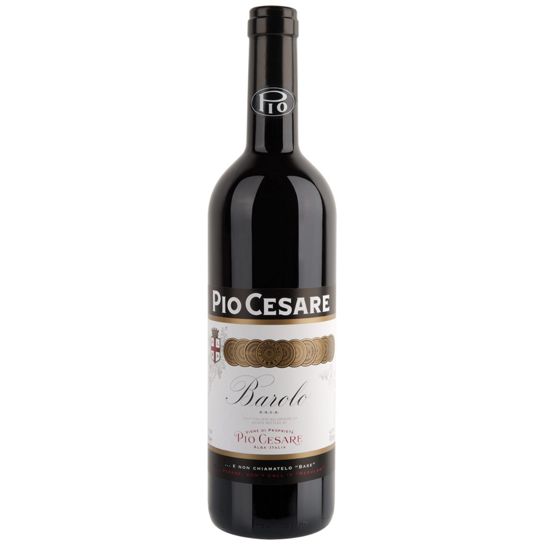 Bottle of Pio Cesare Barolo, Piedmont, Italy.