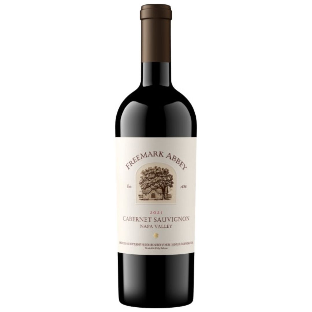 Bottle of Freemark Abbey Cabernet Sauvignon, Napa Valley, California.