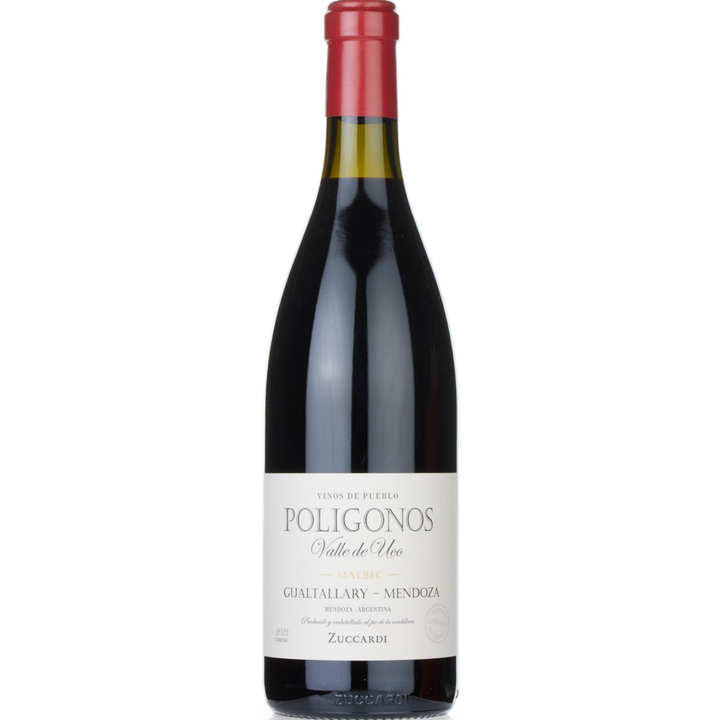 Bottle of Familia Zuccardi Poligonos Gualtallary Malbec 2023, a Malbec red wine from Mendoza, Argentina.