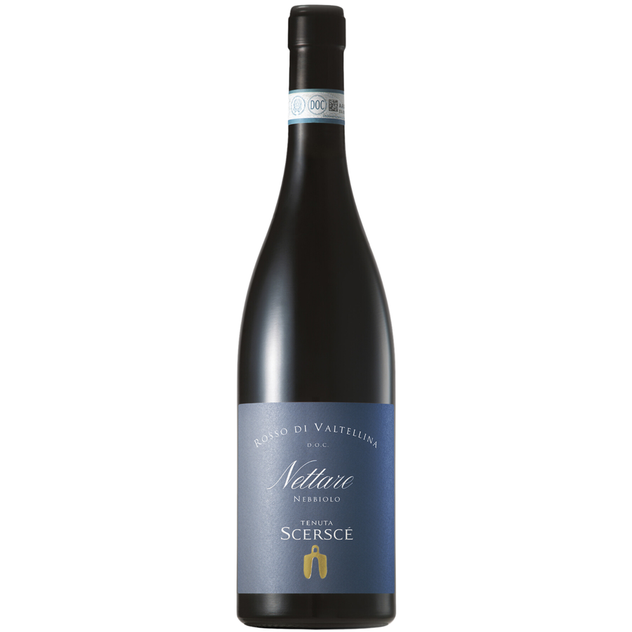 Bottle of Tenuta Scersce Nettare Rosso di Valtellina 2023, a Nebbiolo red wine from Lombardy, Italy.
