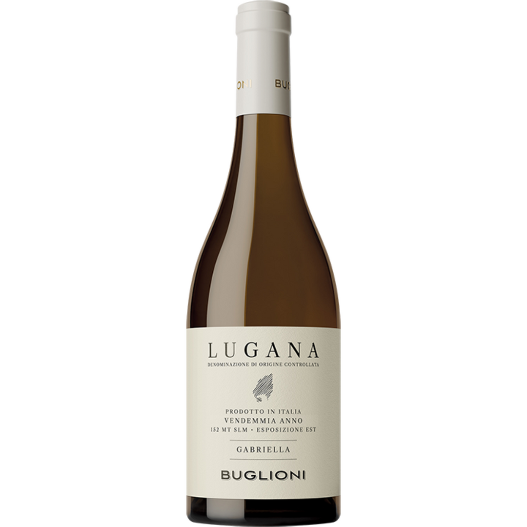 Bottle of Buglioni 'Gabriella' Lugana 2023, a Turbiana white wine from Veneto, Italy