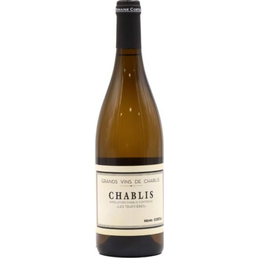 Bottle of Domaine Costal Chablis Les Truffieres 2023, a Chardonnay white wine from Chablis, France.