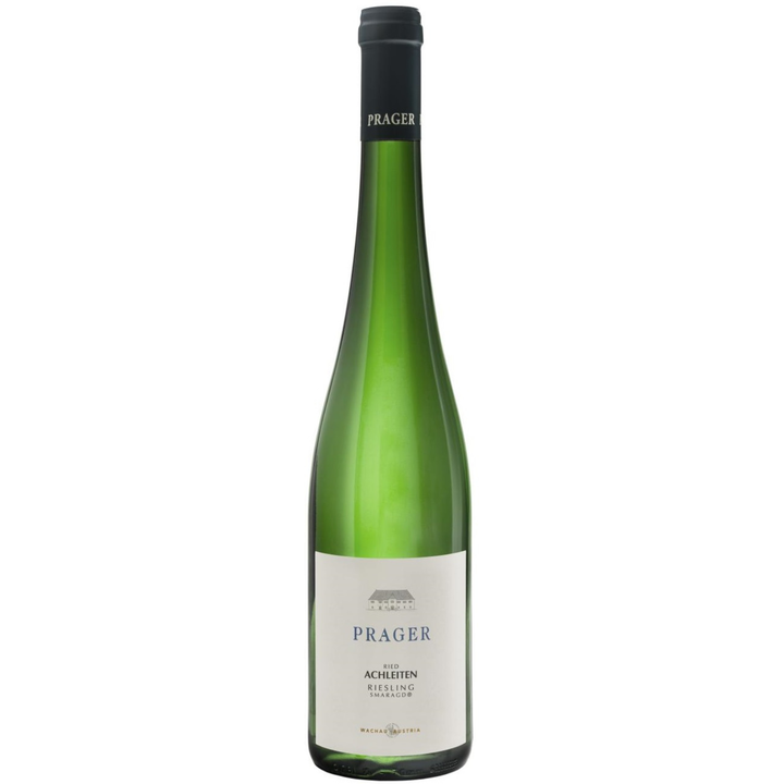 Bottle of Prager Achleiten Riesling Smaragd 2024, a Riesling white wine from Wachau, Austria.