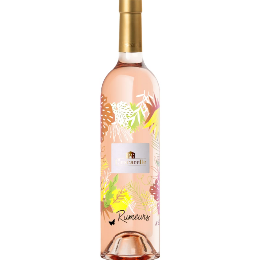 Bottle of Chateau de l'Escarelle Rumeurs Rose 2024, a rose wine from Mediterranee, France.