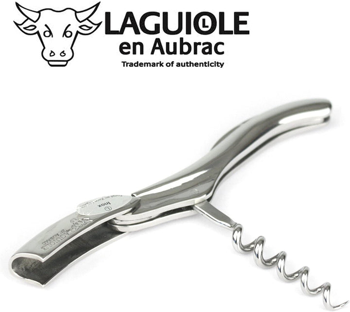 Handcrafted Sommelier Corkscrew Wine Opener with Polished Stainless Steel Handle by Laguiole en Aubrac