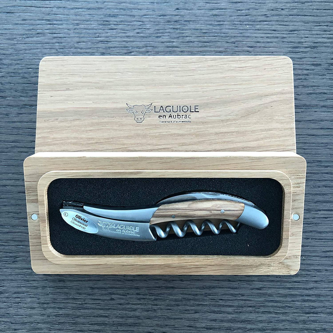 Handcrafted Sommelier DeLuxe No 8 Waiter's Corkscrew with Olivewood Handle by Laguiole en Aubrac