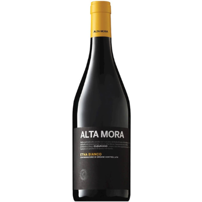 Bottle of Alta Mora Etna Bianco, Sicily, Italy.
