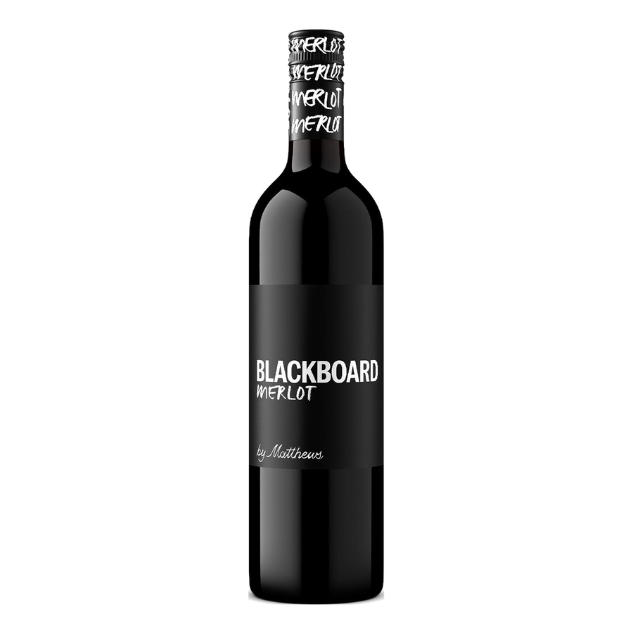 Bottle of Blackboard Merlot 2021, a Merlot red wine from Columbia Valley, Washington, United States.