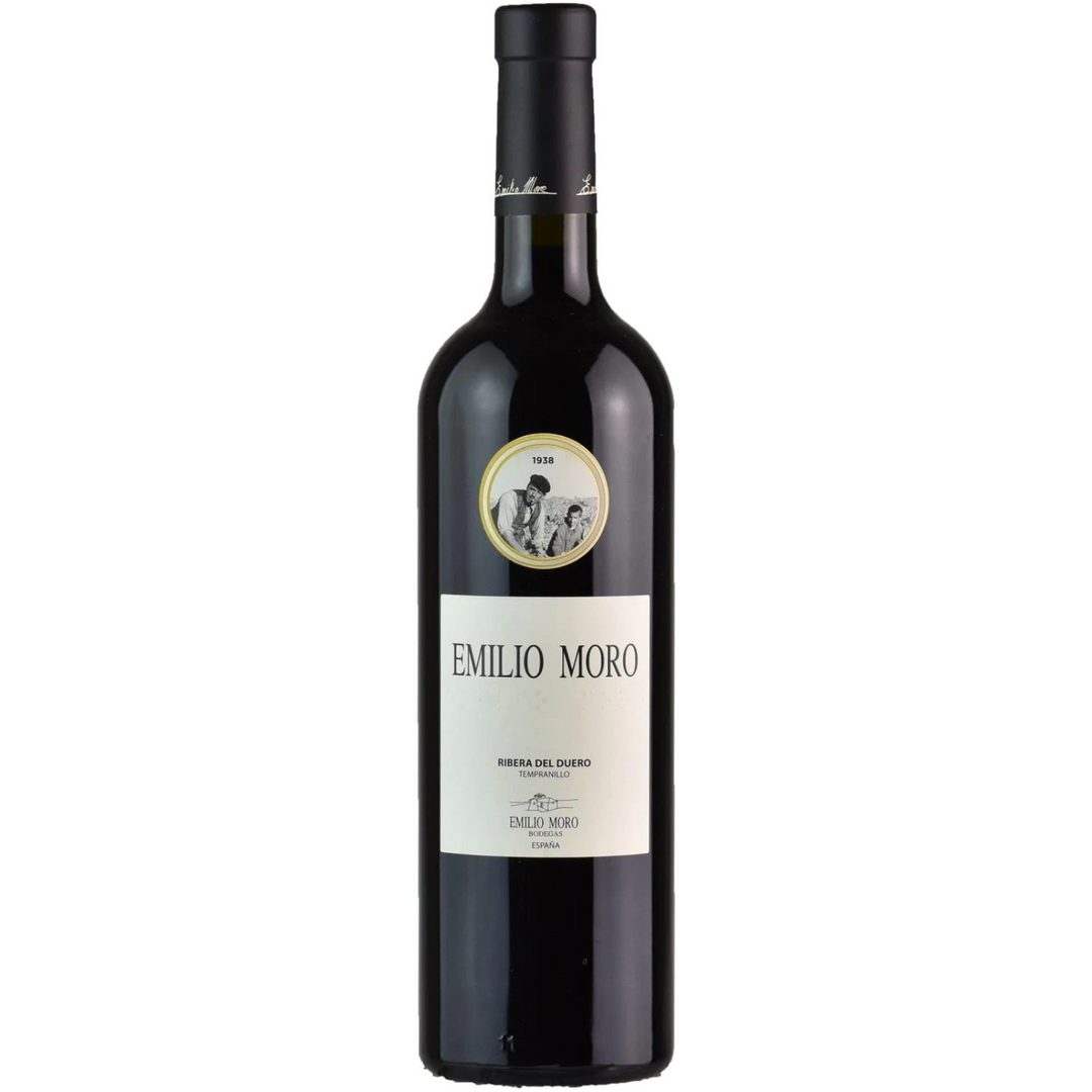 Bottle of Bodegas Emilio Moro 2022, a Tempranillo red wine from Ribera del Duero, Spain.