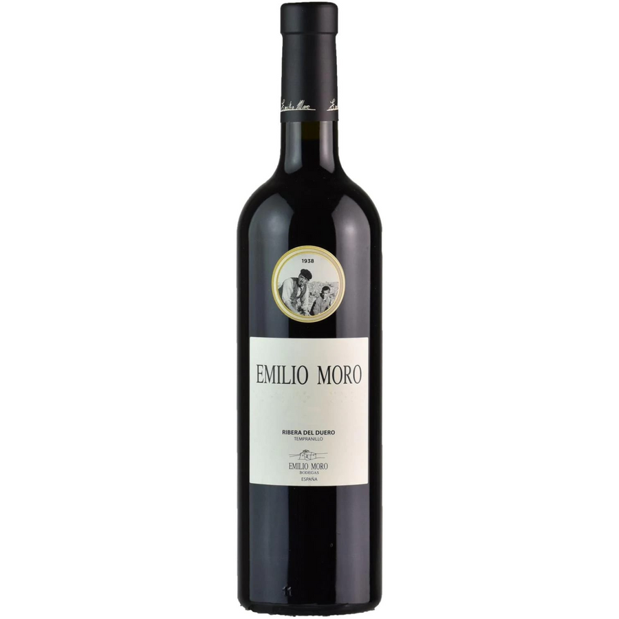 Bottle of Bodegas Emilio Moro 2022, a Tempranillo red wine from Ribera del Duero, Spain.