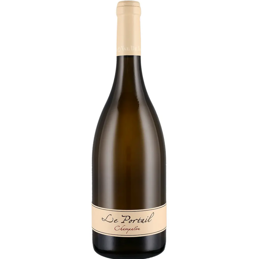 Bottle of Champalou Vouvray Le Portail 2021, a Chenin Blanc white wine from Loire, France.