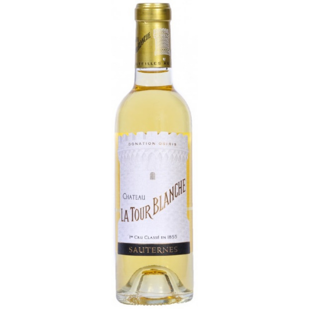 Bottle of Chateau La Tour Blanche 2017, a Semillon dessert wine from Sauternes, France.