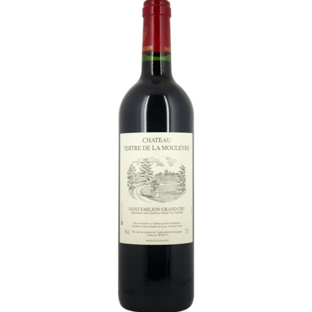 Bottle of Chateau Tertre de la Mouleyre 2020, a red wine from Saint-Emilion, France.