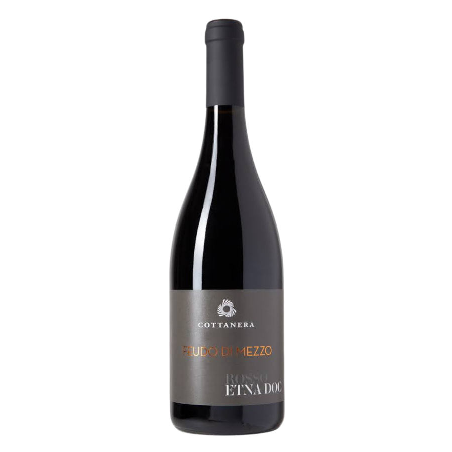 Bottle of Cottanera Feudo di Mezzo Etna Rosso 2021, a Nerello Mascalese red wine from Sicily, Italy.