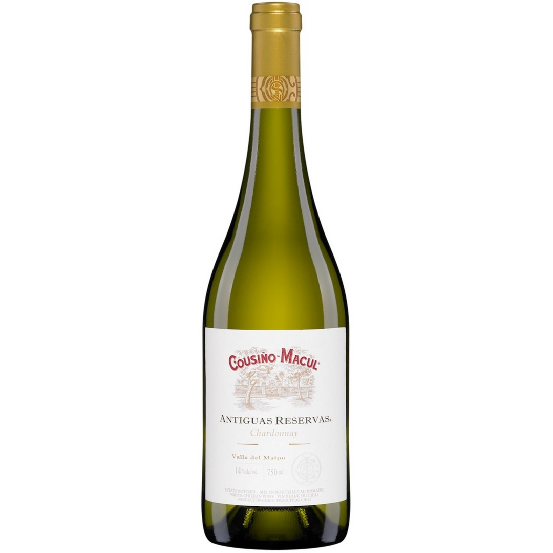 Bottle of Cousino Macul Antiguas Reservas Chardonnay 2022, a white wine from Maipo Valley, Chile.