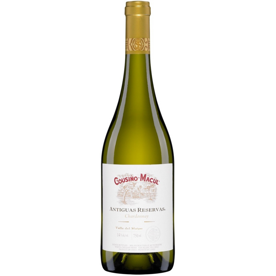 Bottle of Cousino Macul Antiguas Reservas Chardonnay 2022, a white wine from Maipo Valley, Chile.