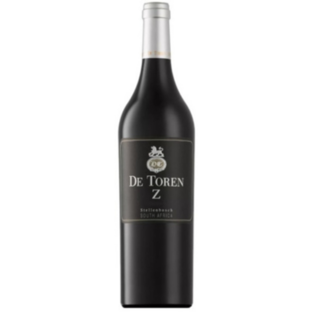 Bottle of De Toren Z 2018, a Bordeaux red blend wine from Stellenbosch, South Africa.