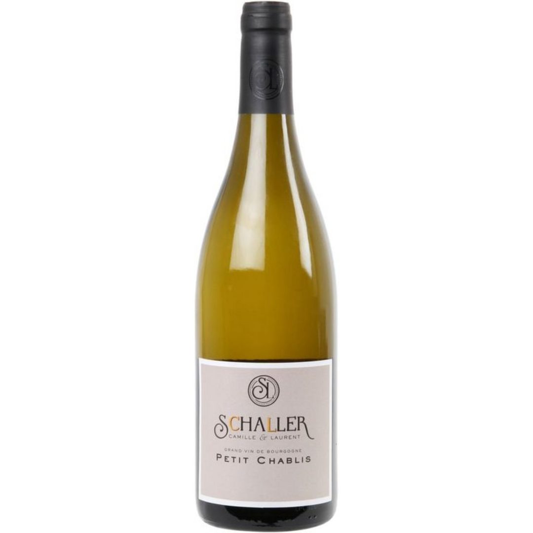Bottle of Domaine Camille et Laurent Schaller Petit Chablis 2022, a Chardonnay white wine from Burgundy, France.