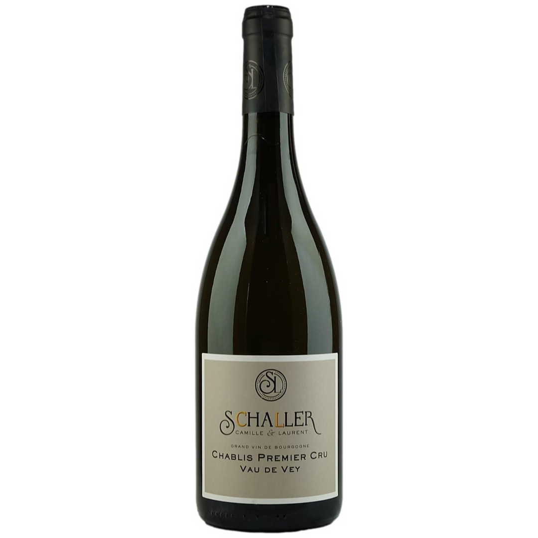 Bottle of Domaine Camille et Laurent Schaller Chablis 2022, a Chardonnay white wine from Burgundy, France.