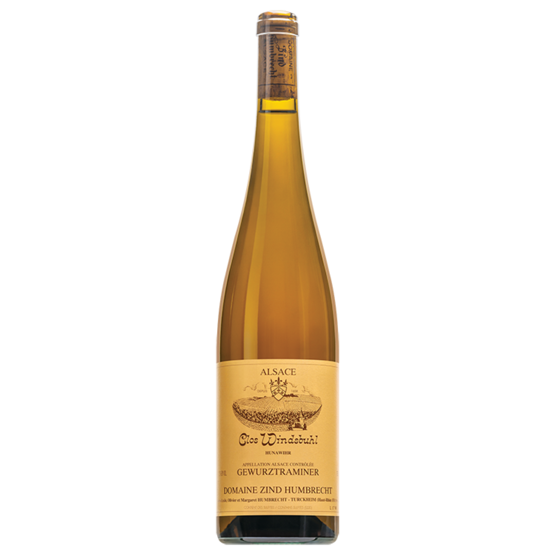 Bottle of Domaine Zind-Humbrecht Gewurztraminer Clos Windsbuhl 2022, a Gewurztraminer white wine from Alsace, France.