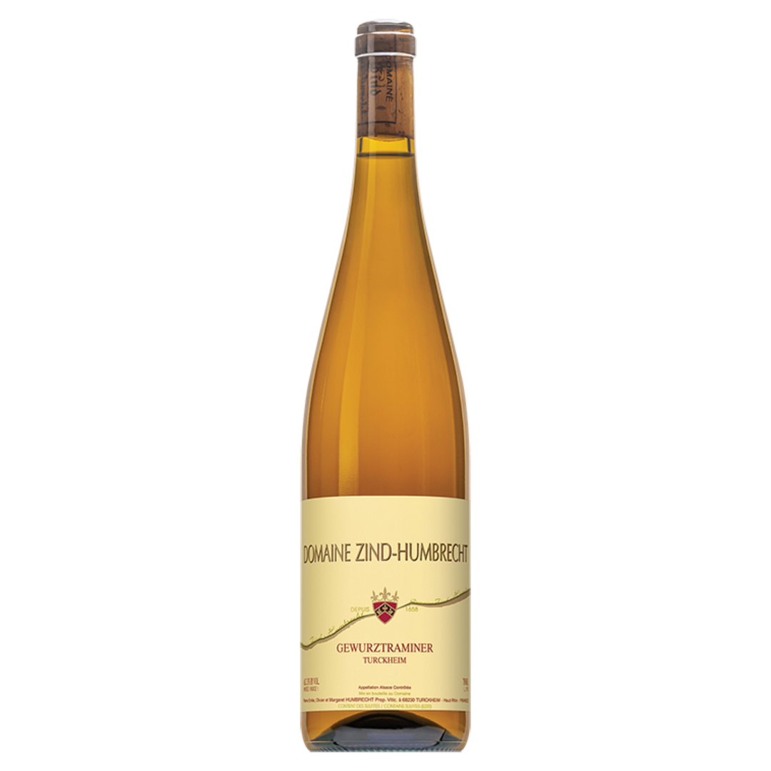 Bottle of Domaine Zind-Humbrecht Gewurztraminer 2023, a Gewurztraminer white wine from Alsace, France.