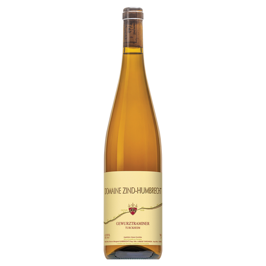 Bottle of Domaine Zind-Humbrecht Gewurztraminer 2023, a Gewurztraminer white wine from Alsace, France.