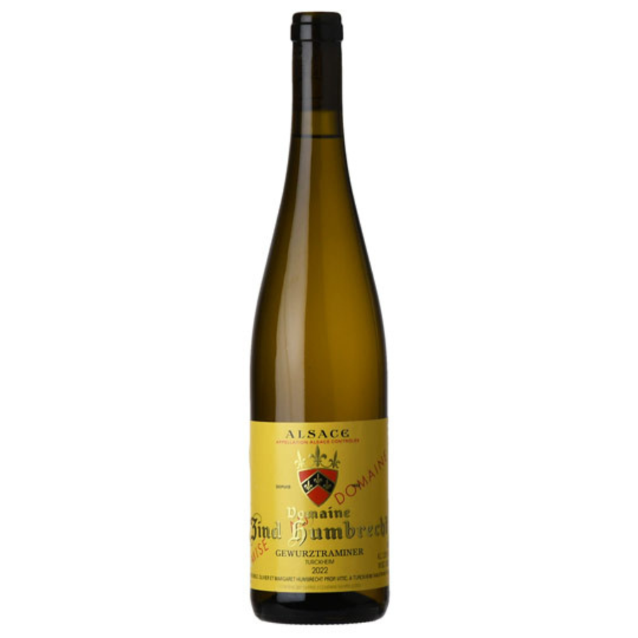 Bottle of Domaine Zind-Humbrecht Gewurztraminer 2022, a Gewurztraminer white wine from Alsace, France.