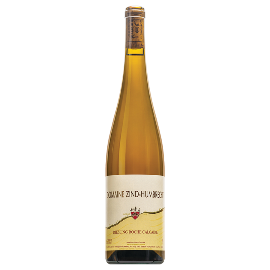 Bottle of Domaine Zind-Humbrecht Riesling Roche Calcaire 2023, a Riesling white wine from Alsace, France.
