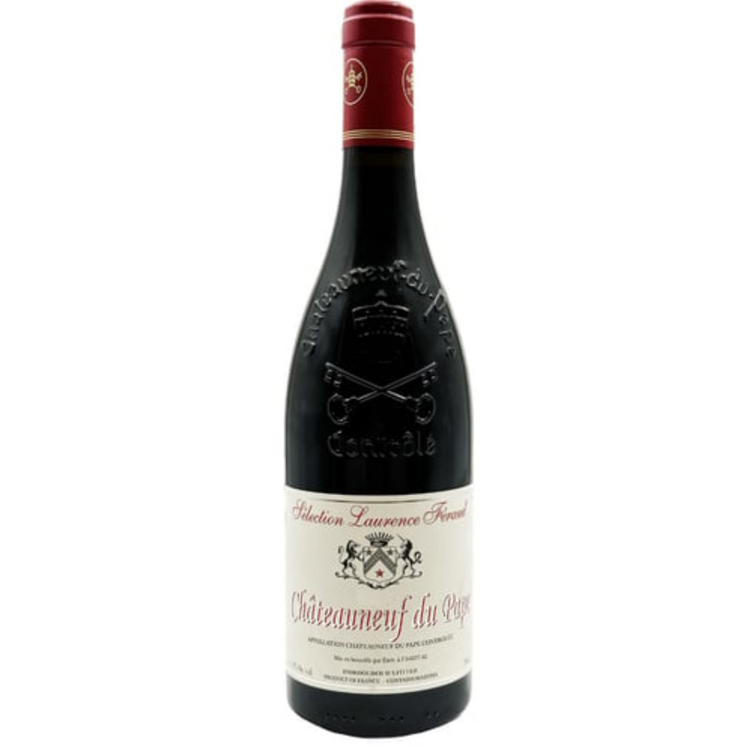 Bottle of Domaine du Pegau Selection Laurence Feraud Chateauneuf-du-Pape 2020, a Grenache red wine from Rhone, France.