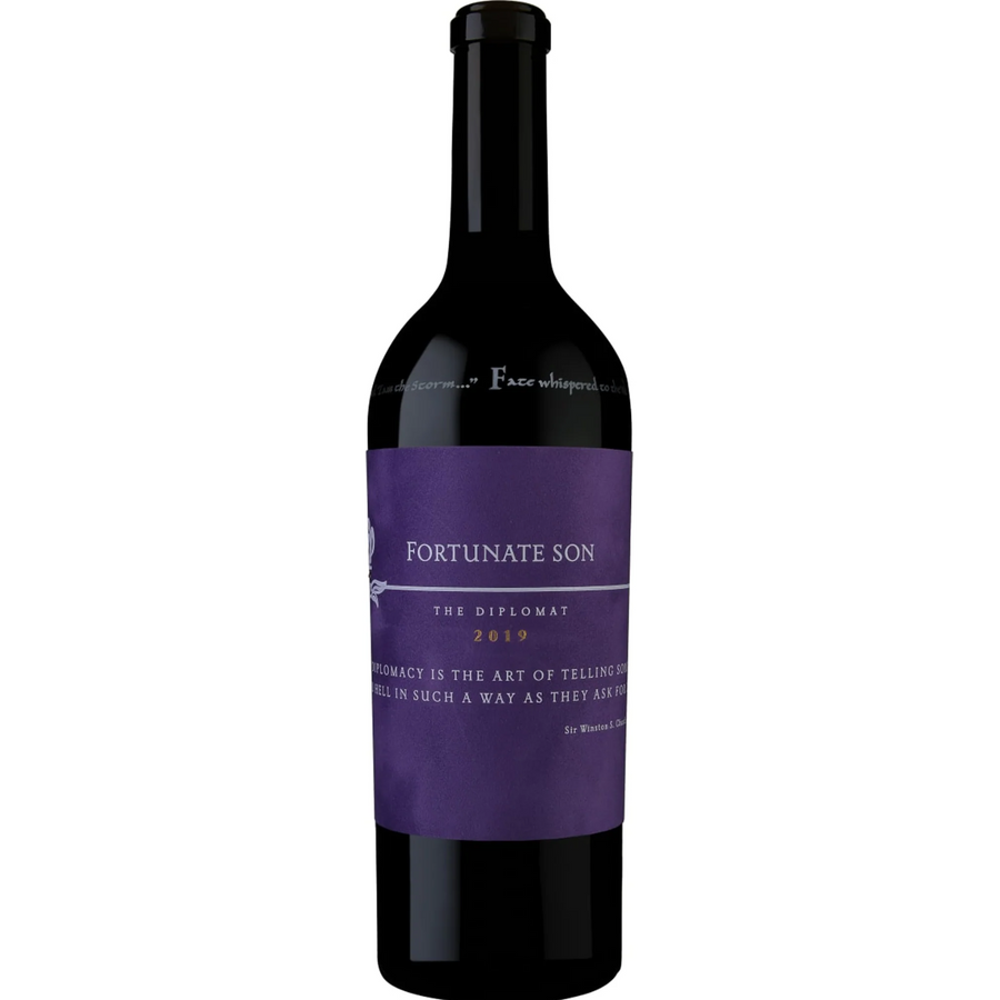 Bottle of Fortunate Son The Diplomat red wine, Napa Valley, California.