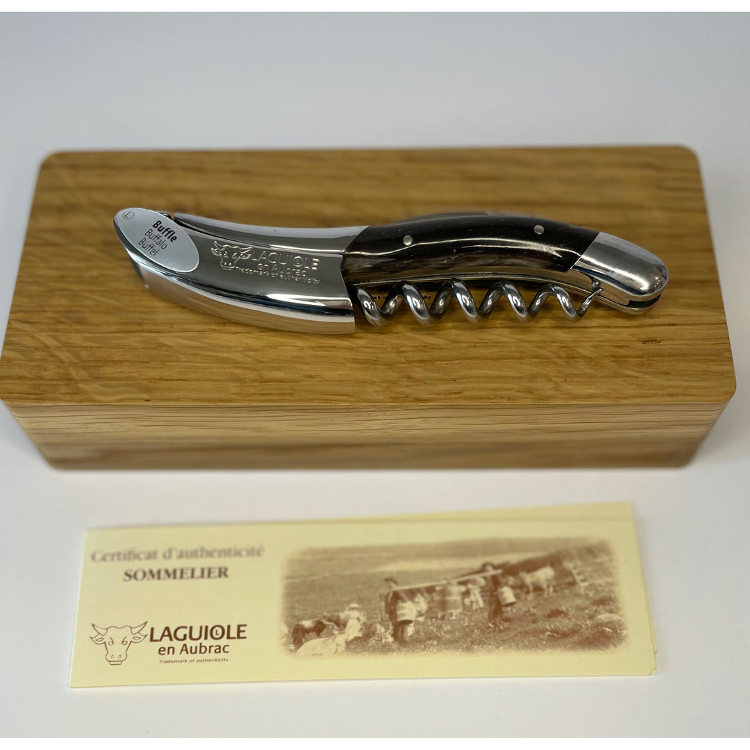 Handcrafted Sommelier Waiter's Corkscrew with Buffalo Horn Handle by Laguiole en Aubrac