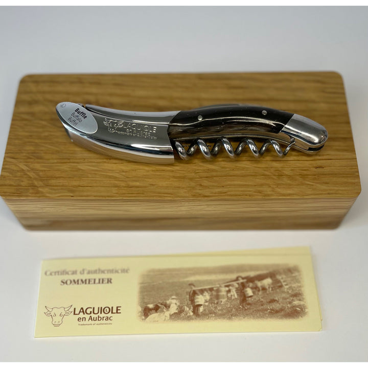 Handcrafted Sommelier Waiter's Corkscrew with Buffalo Horn Handle by Laguiole en Aubrac