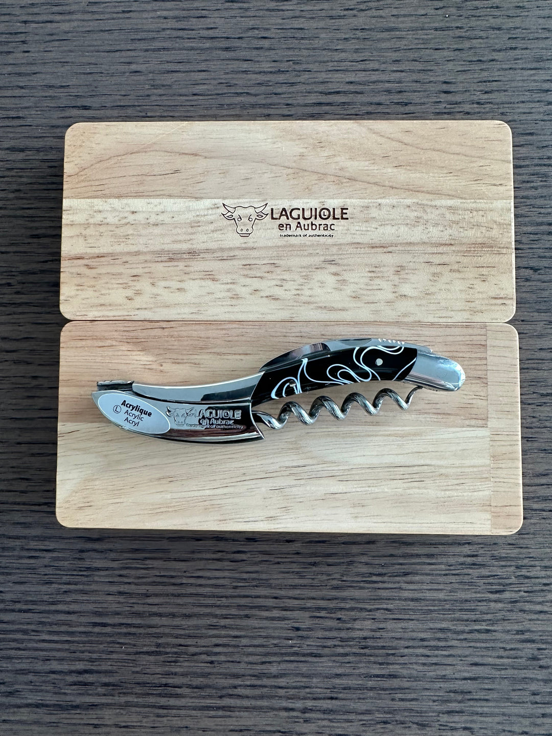 Handcrafted Sommelier Waiter's Corkscrew with Marshmallow Black Handle by Laguiole en Aubrac