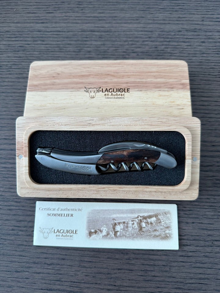 Handcrafted Sommelier Waiter's Corkscrew with Grapevine Wood Handle by Laguiole en Aubrac
