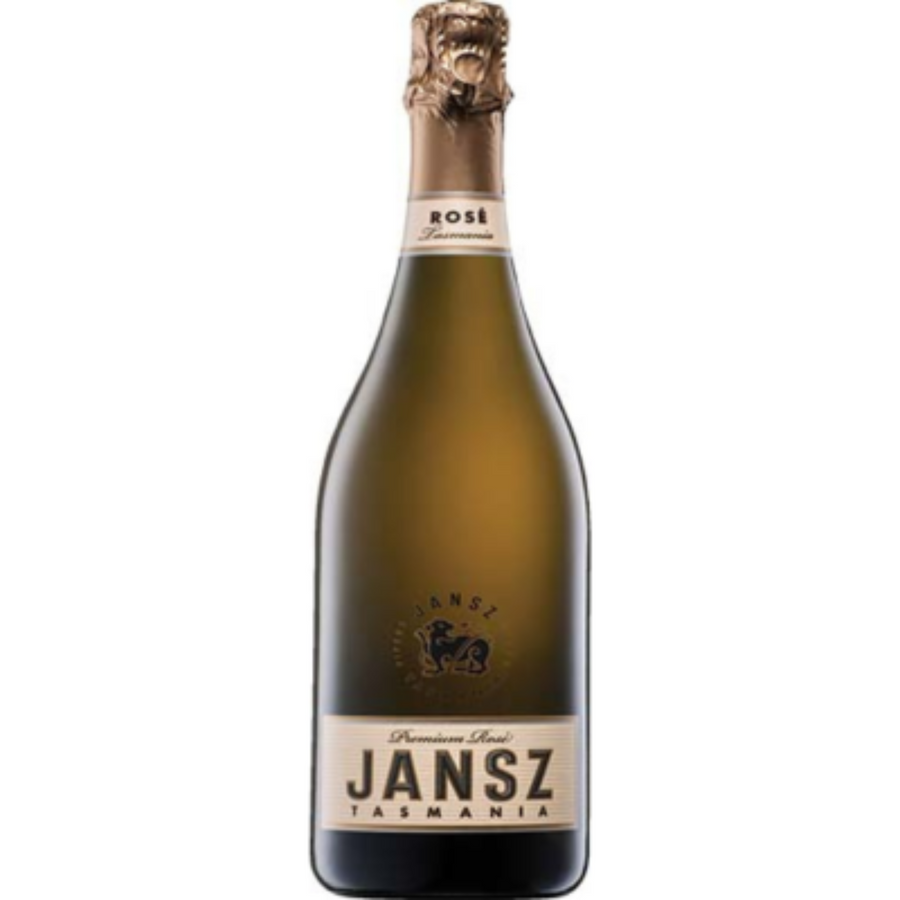 Bottle of Jansz Premium Rose NV, a rosé sparkling wine from Tasmania, Australia.