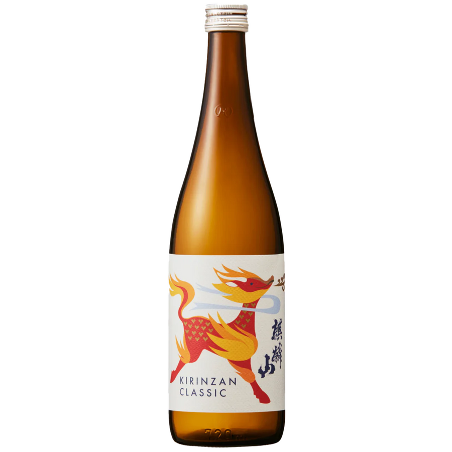 Bottle of Kirinzan Classic Futsu-shu Sake (1.8L), a table sake from Japan.