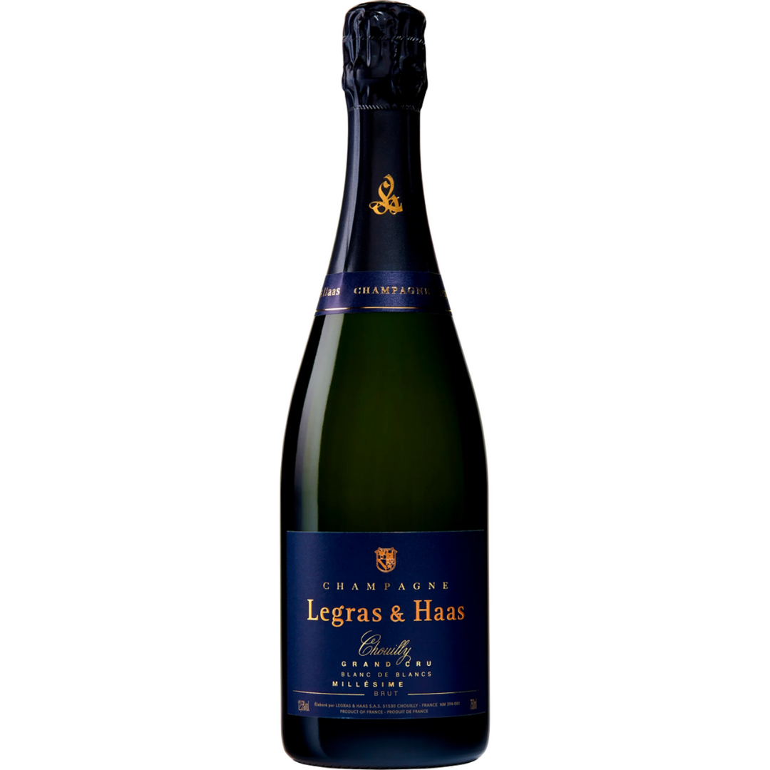Bottle of Legras & Haas Millesime Grand Cru Blanc de Blancs Brut, Champagne, France.