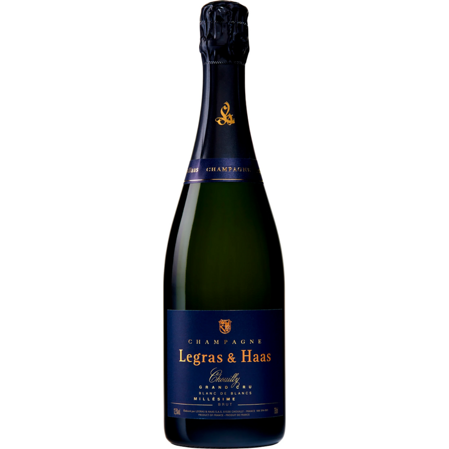 Bottle of Legras & Haas Millesime Grand Cru Blanc de Blancs Brut, Champagne, France.
