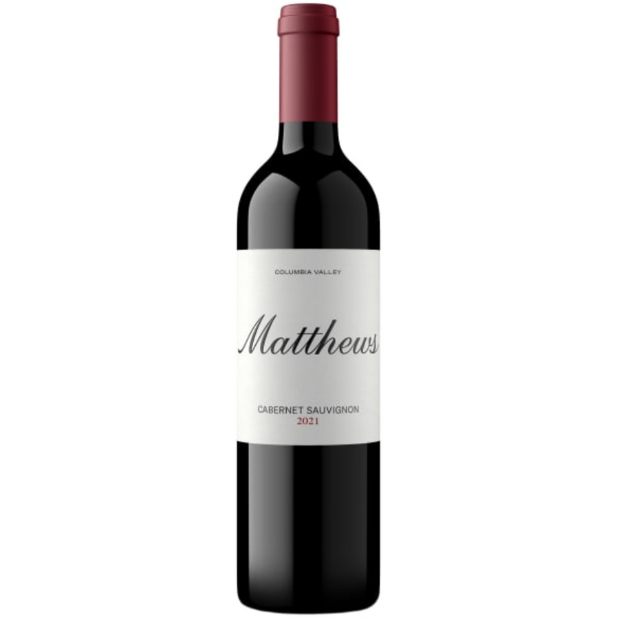 Bottle of Matthews Winery Cabernet Sauvignon 2021, a Cabernet Sauvignon red wine from Columbia Valley, United States.