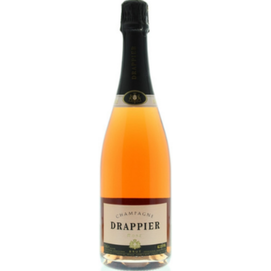 Bottle of Drappier Brut Rose Champagne NV, a rosé sparkling wine from Champagne, France.