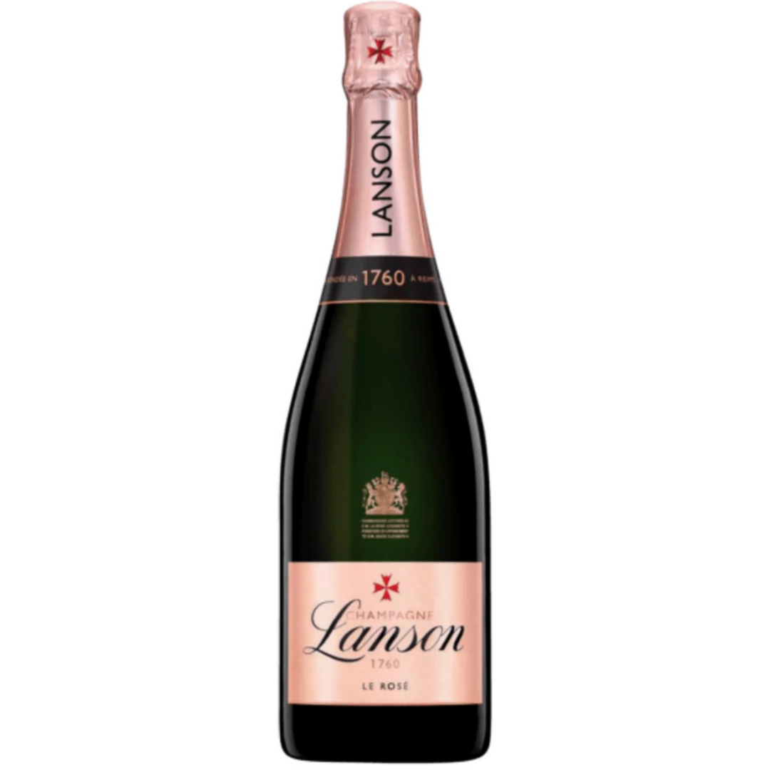 Bottle of Lanson Le Rose Brut, Champagne, France.