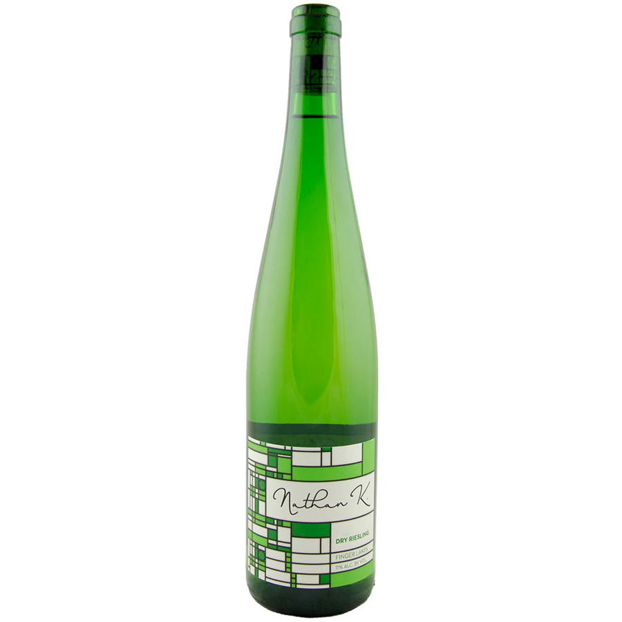 Bottle of Nathan Kendall 'Nathan K.' Dry Riesling 2018, a Riesling white wine from the Finger Lakes, USA.