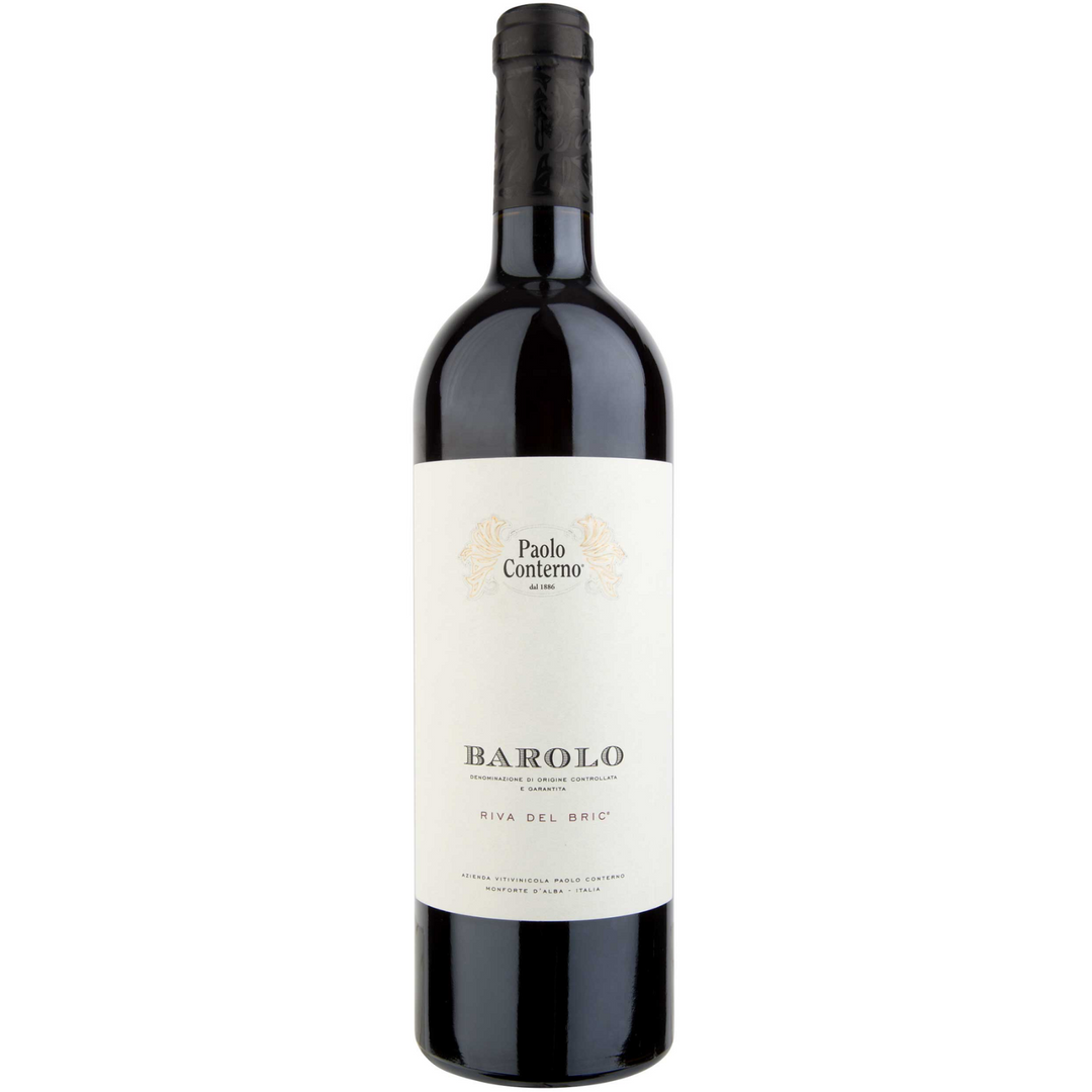 Bottle of Paolo Conterno Riva del Bric Barolo 2020, a Nebbiolo red wine from Piedmont, Italy.