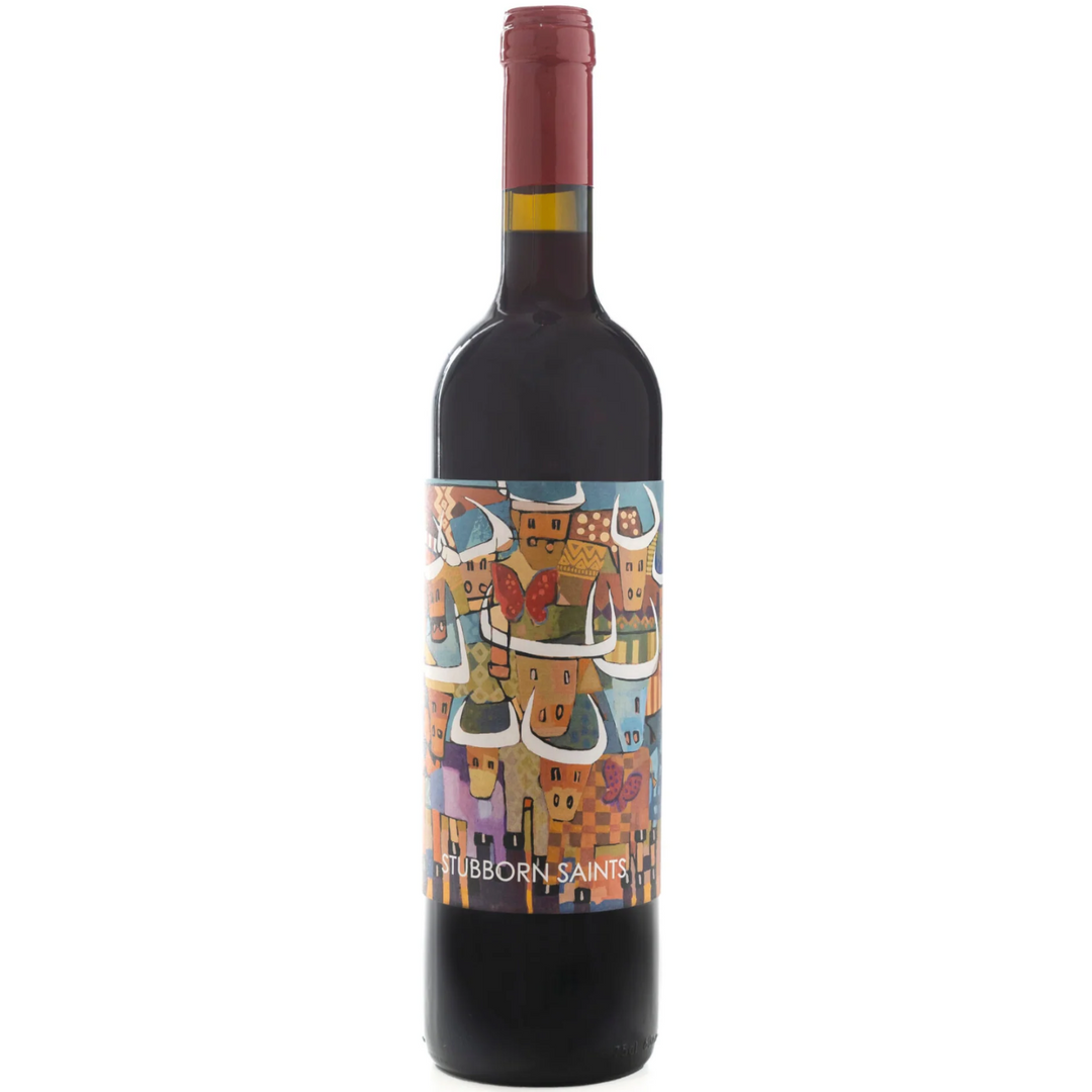Bottle of Philokalia Stubborn Saints 2022, a red blend from Bethlehem.