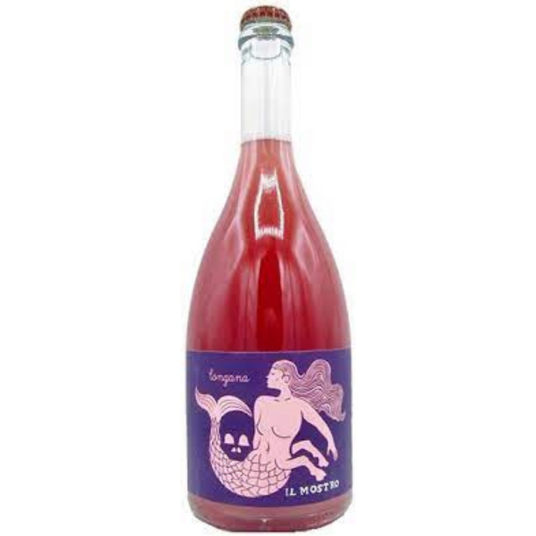 Bottle of Poggio Anima Il Mostro Longana Rosato Frizzante 2021, a sparkling rose wine from Abruzzo, Italy.