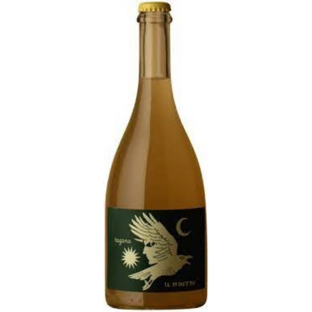 Bottle of Poggio Anima Il Mostro Ragana Bianco Frizzante 2021, a sparkling white wine from Abruzzo, Italy.